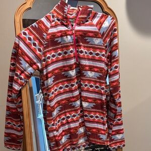 Eddie Bauer Red and Pink Geometric Pullover